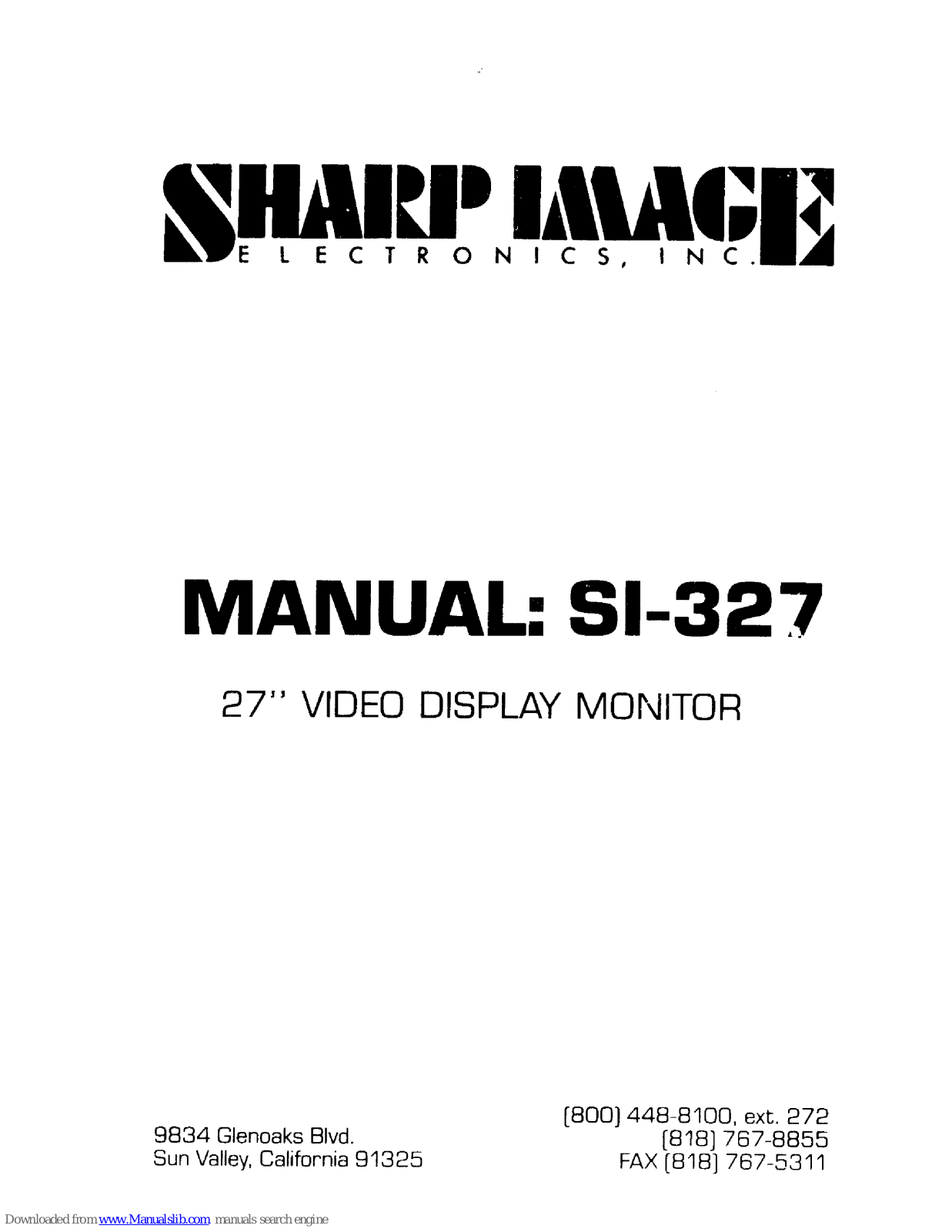 Sharper Image SI-327 User Manual