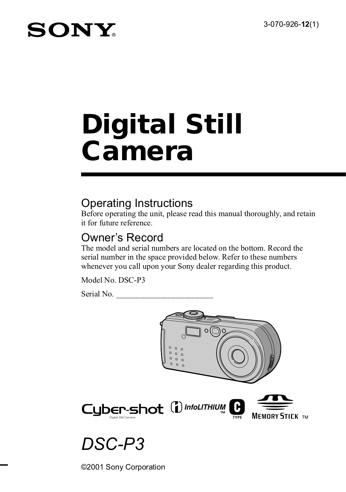 Sony DSC-P3 User Manual