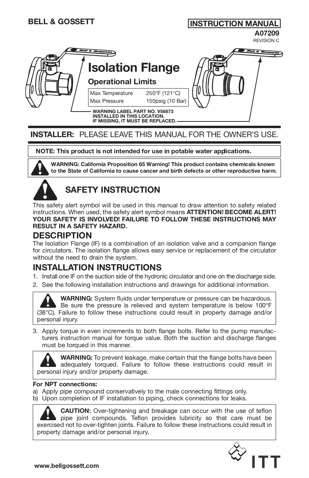 Bell & Gossett A07209C User Manual