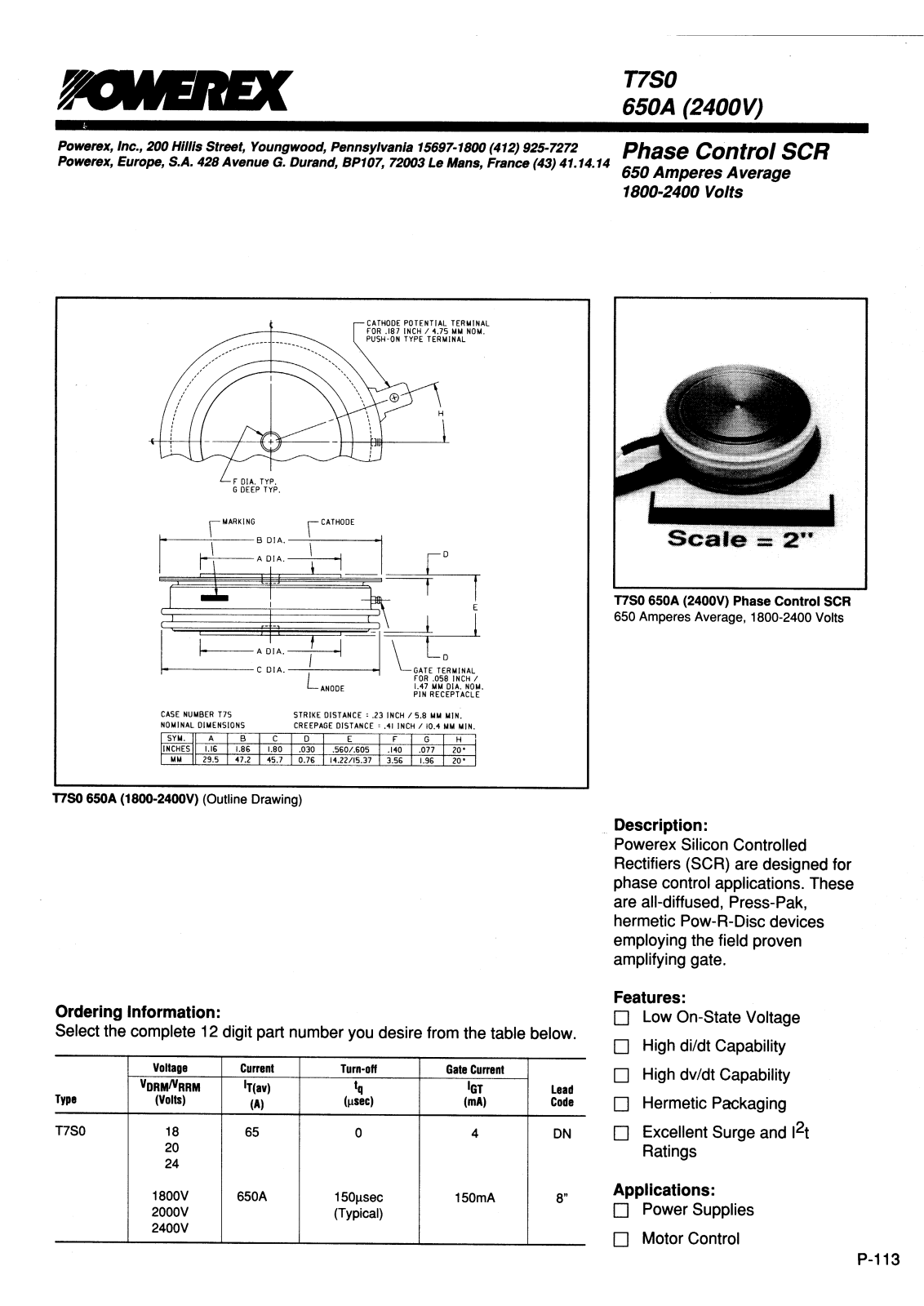 POWEREX T7S0176504DN, T7S0186504DN Datasheet