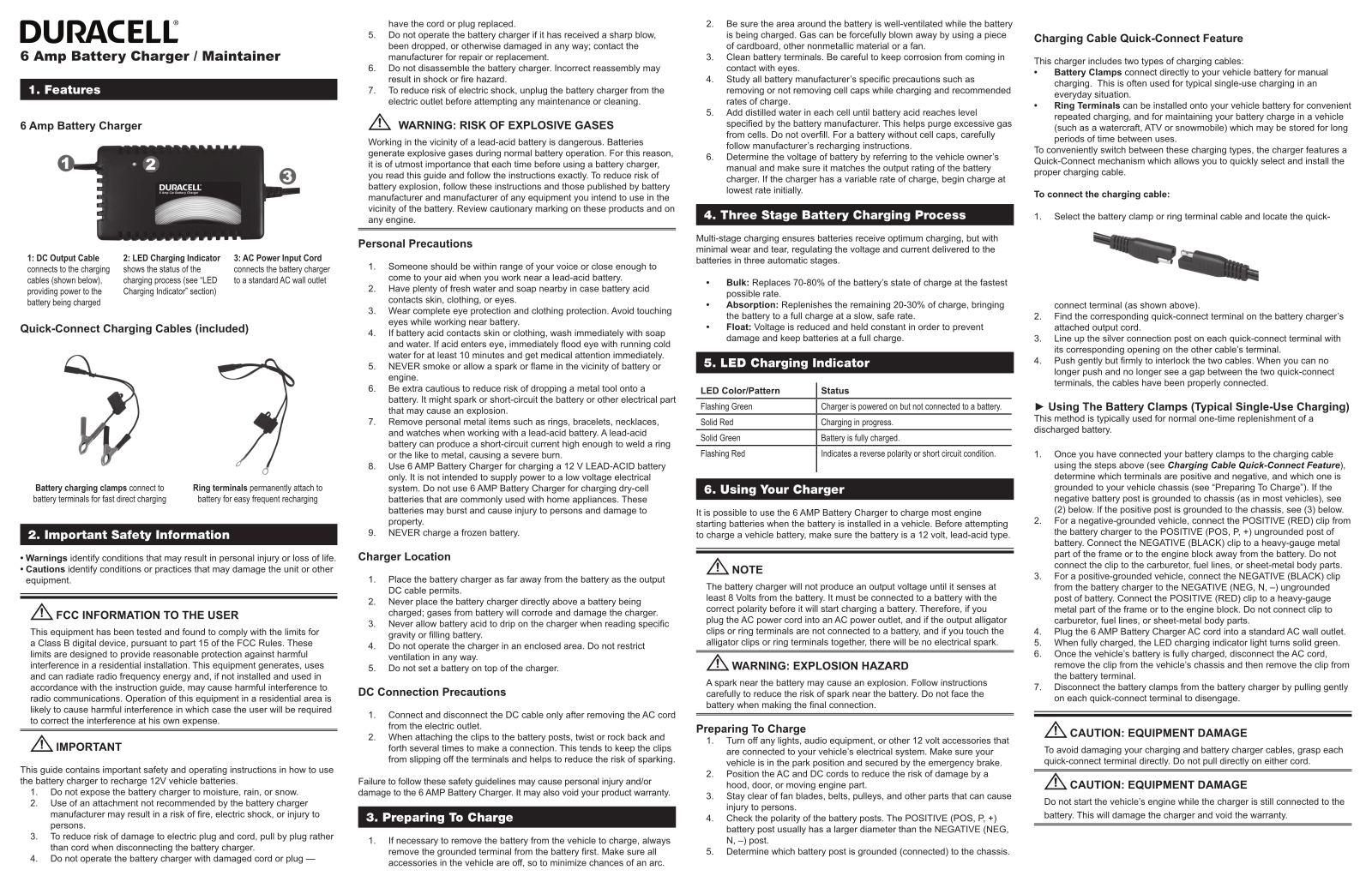 Duracell 6 Amp Battery Charger/Maintainer User Manual