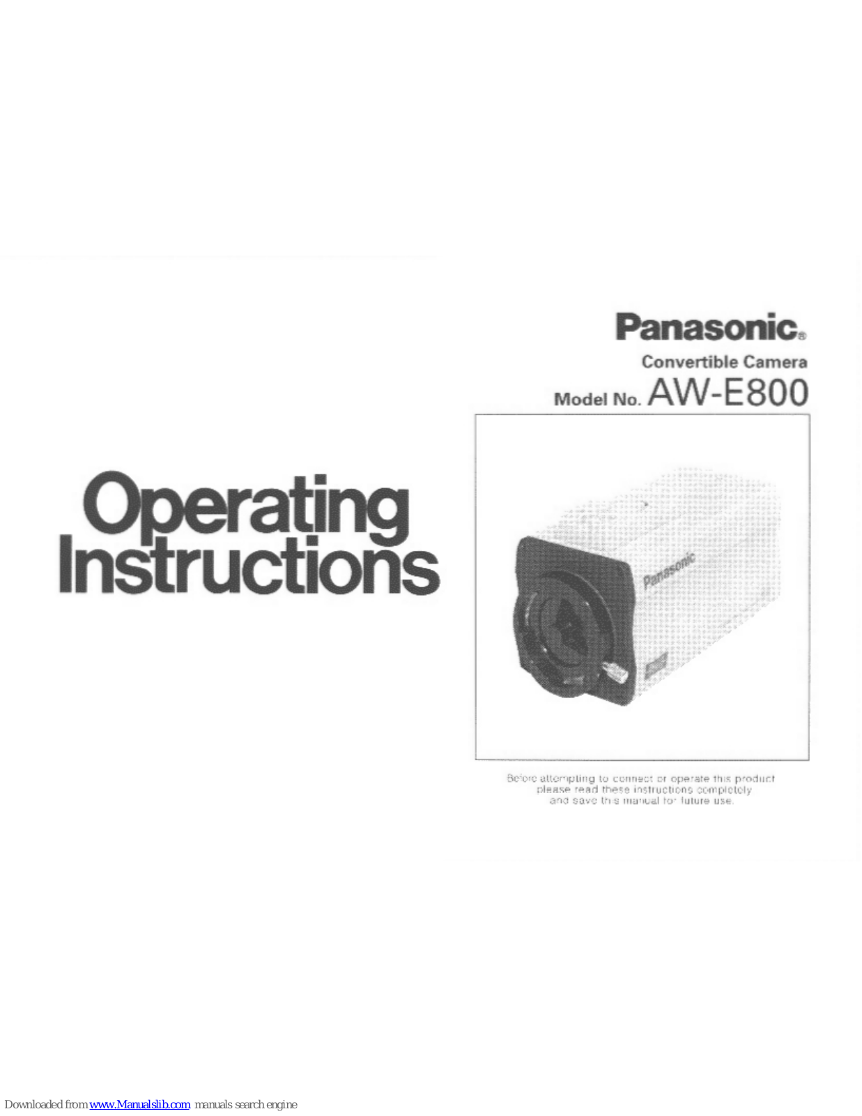 Panasonic AWE800E - COLOR CAMERA, AWE800A - CONVERTIABLE CAMERA, AWE800P - CONVERTIBLE CAMERA Operating Instructions Manual