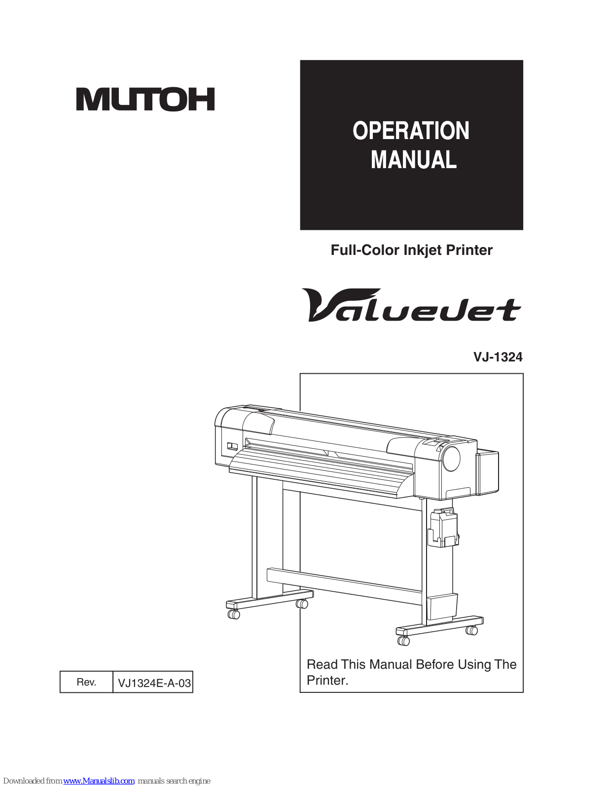 MUTOH Valuevet VJ-1324 Operation Manual