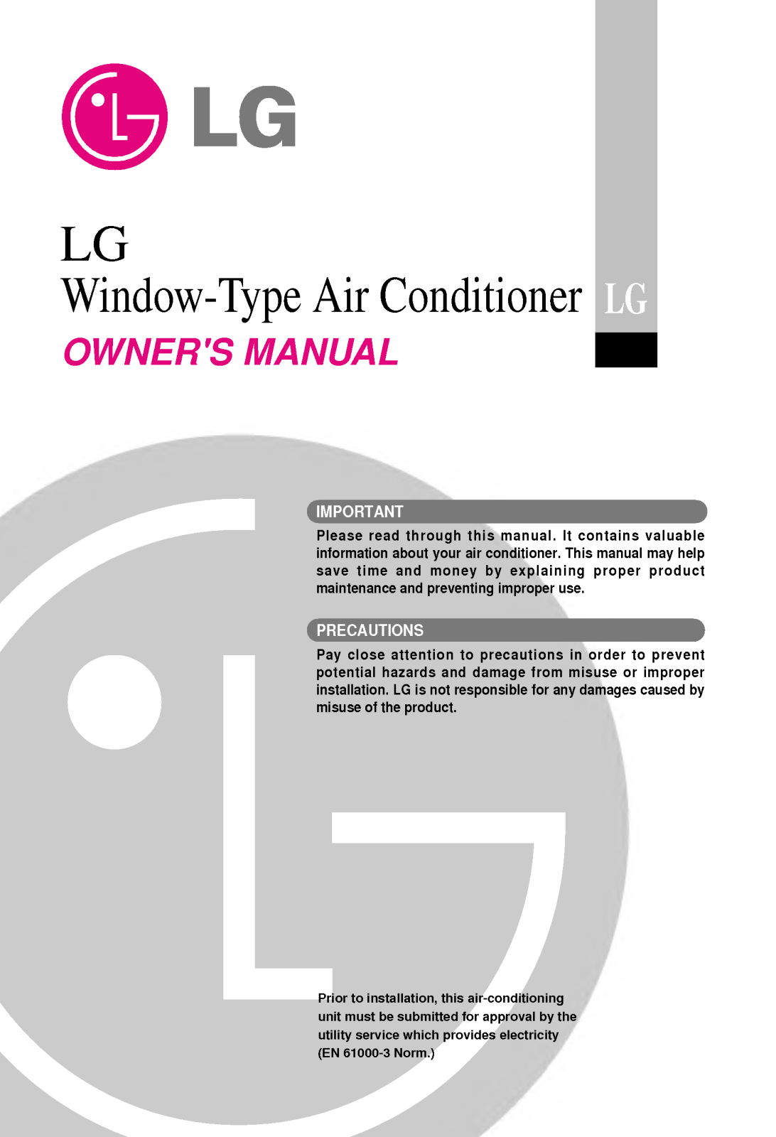 LG LWM183RH-4, LWN224RH-4, LWM183RC-4 Manual