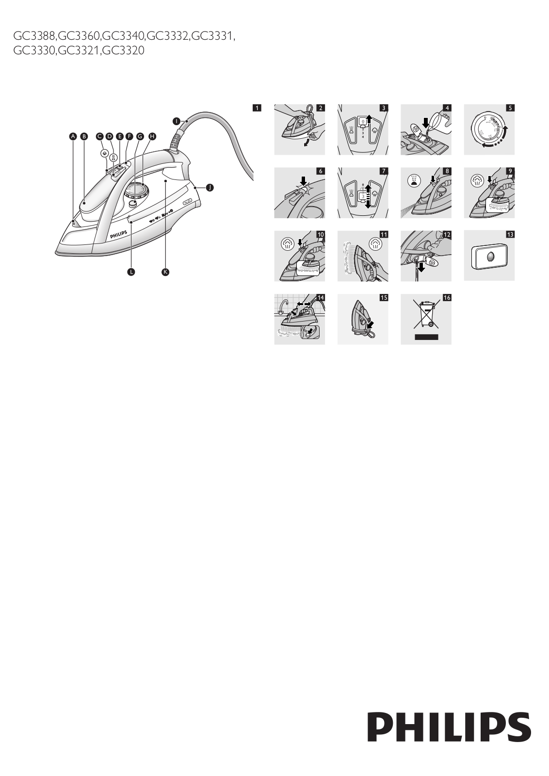 Philips GC3330, GC3388, GC3360, GC3340, GC3332 User Manual