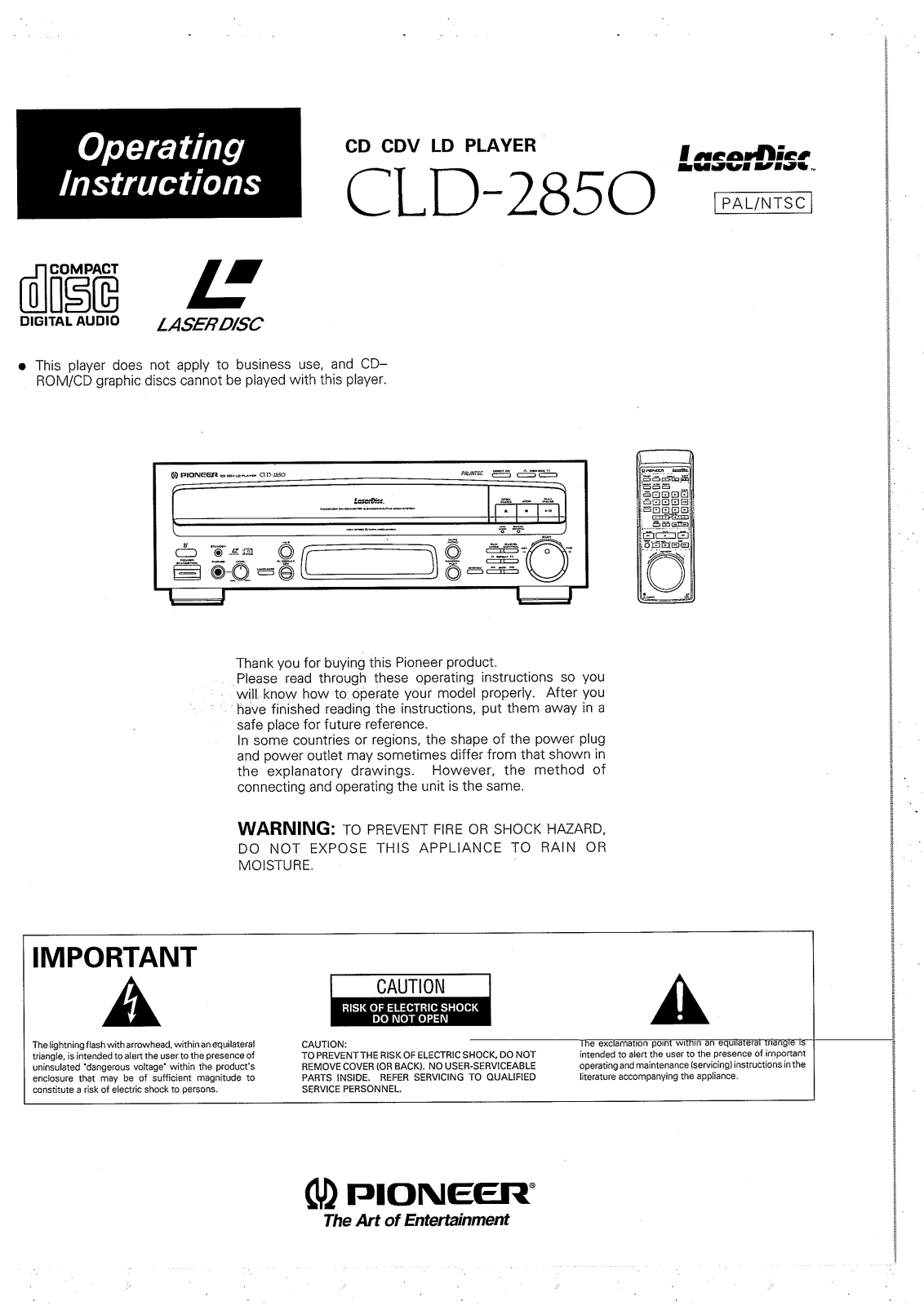 PIONEER DVL-909 User Manual