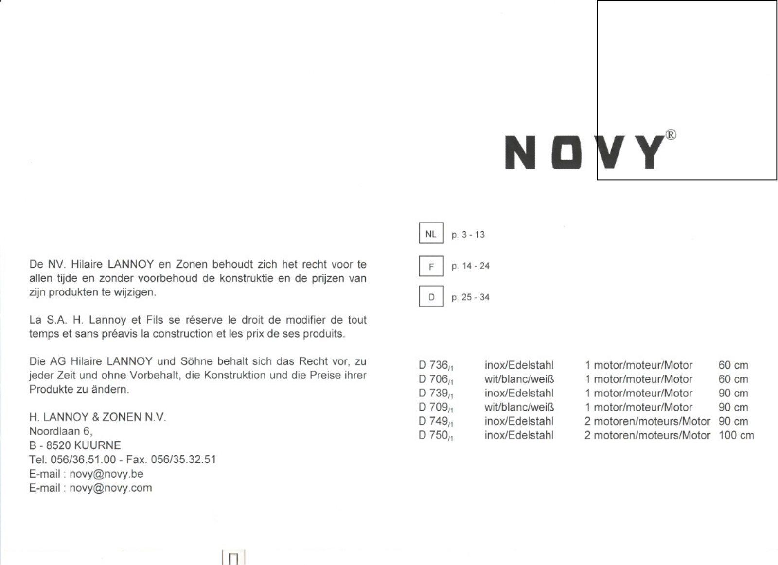 NOVY D 739 User Manual