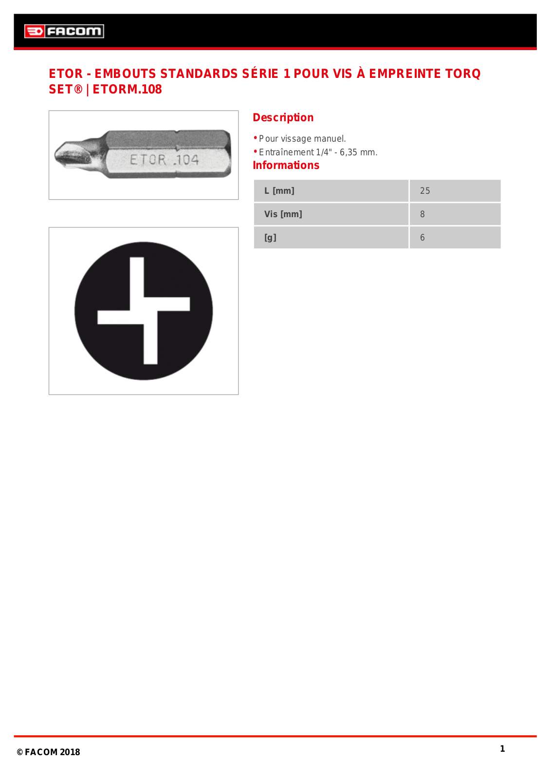 Facom ETORM.108 Specification - ManualMachine.com