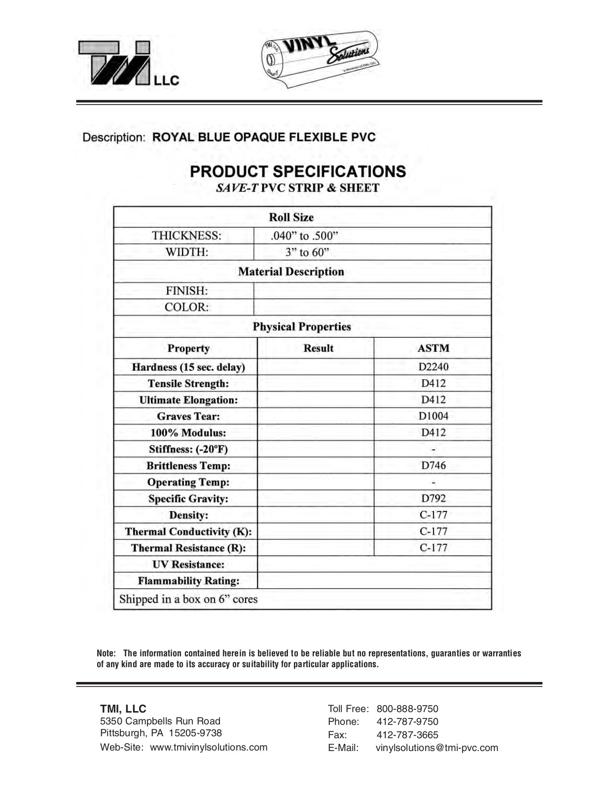 Tmi FRBS08080 User Manual