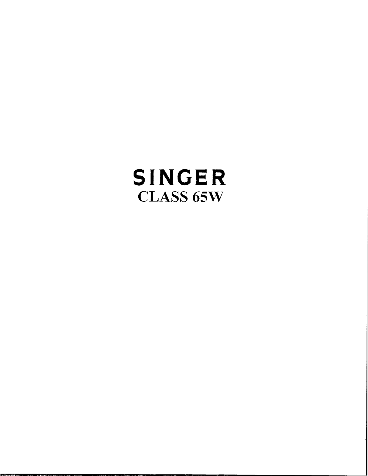 Singer 65W User Manual