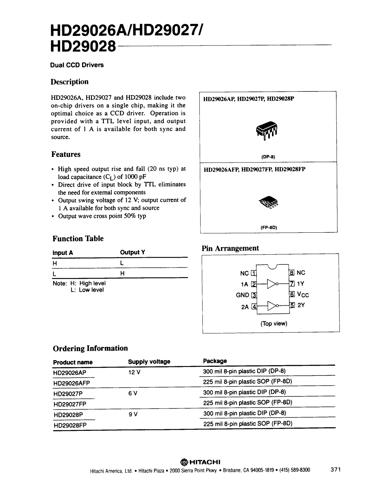 HIT HD29028P, HD29028FP, HD29027P, HD29027FP, HD29026AP Datasheet