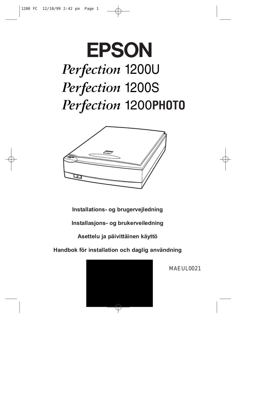 Epson PERFECTION 1200U, PERFECTION 1200S, PERFECTION 1200 User Manual