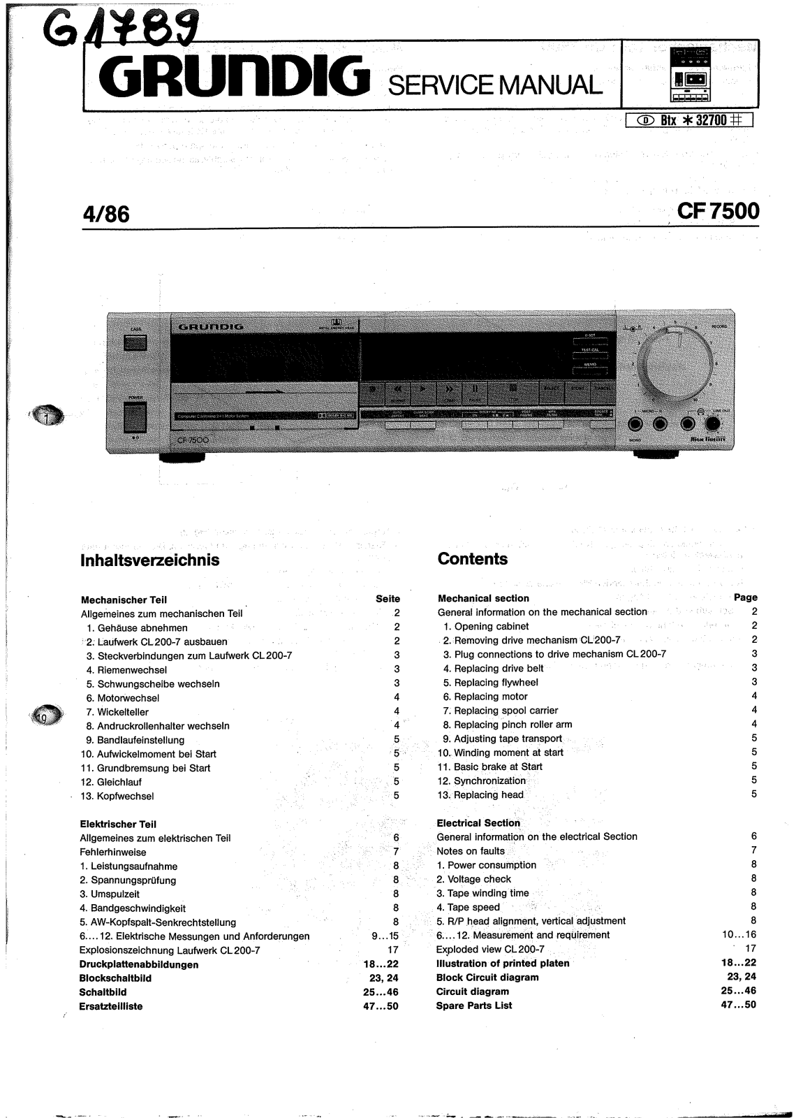 Grundig CF-7500 Service Manual