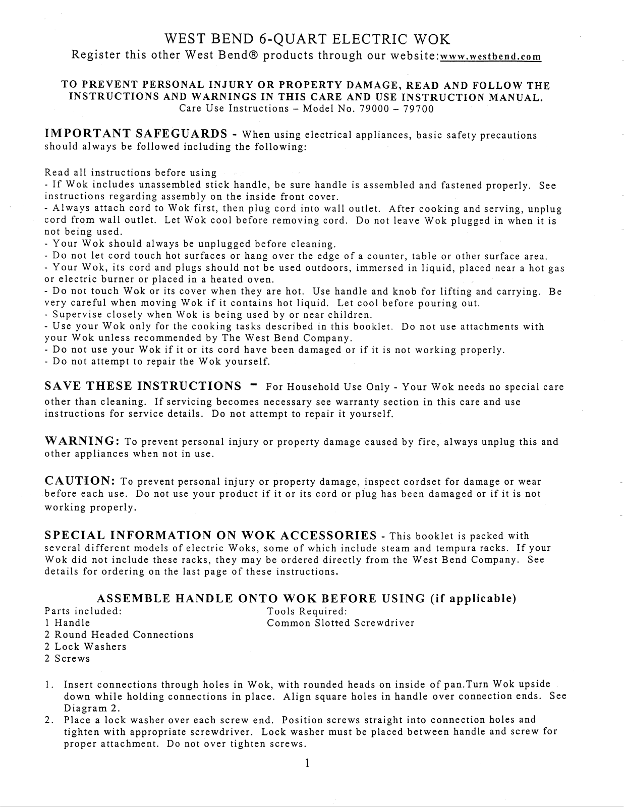 West Bend 79101 User Manual