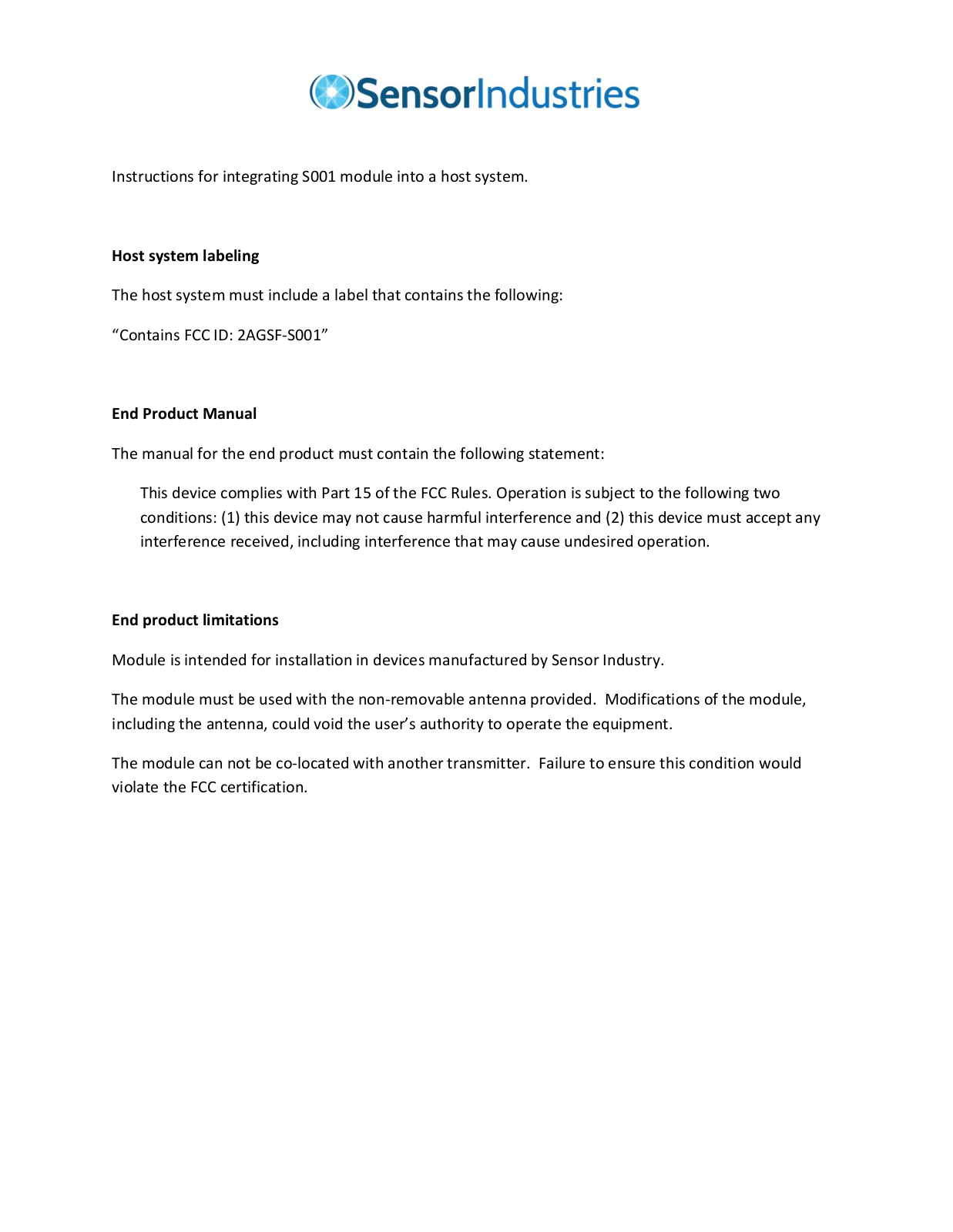 Sensor S001 Install Manual - ManualMachine.com