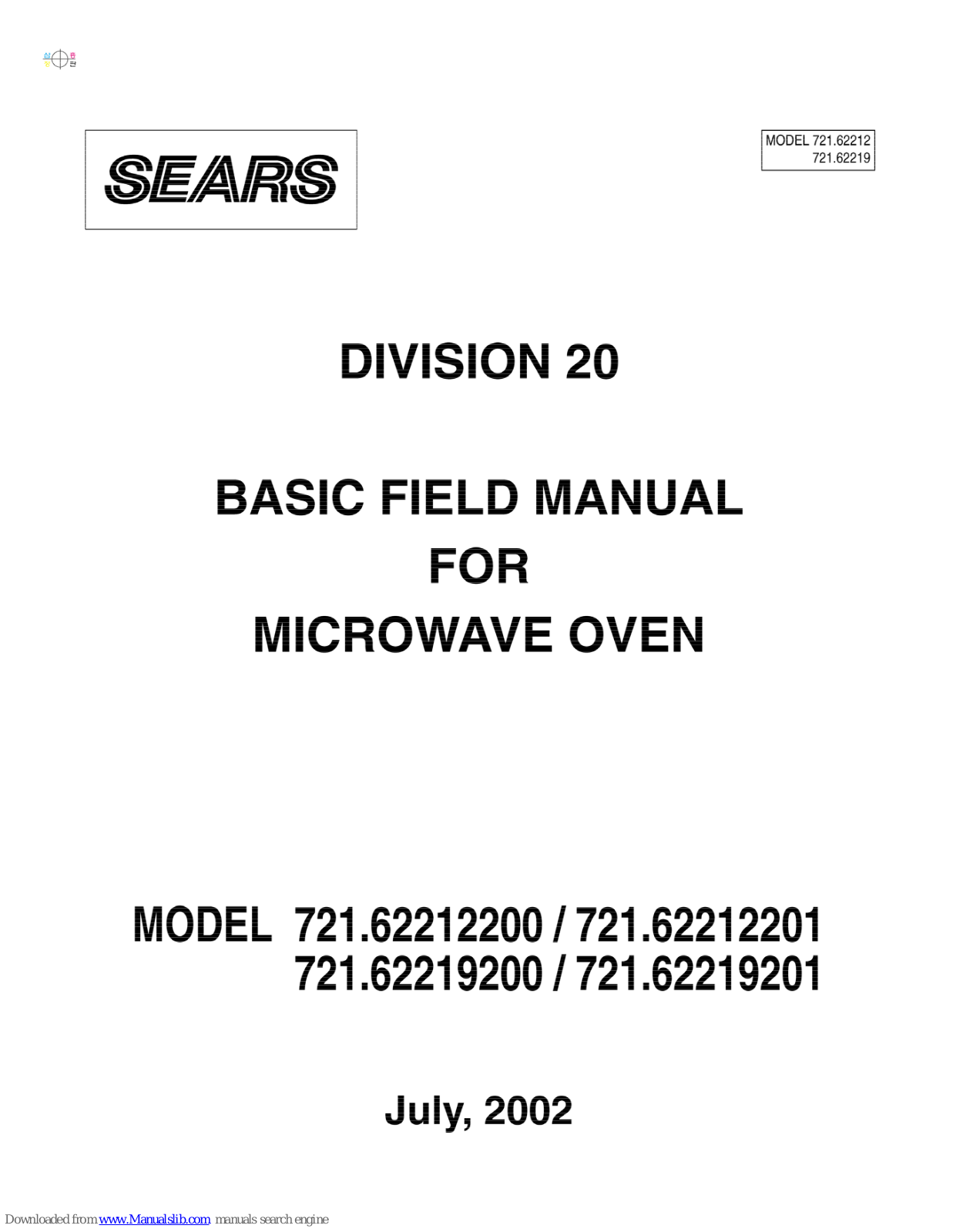 Sears 721.62212200, 721.62212201, 721.62219201, 721.62219200 Basic Manual