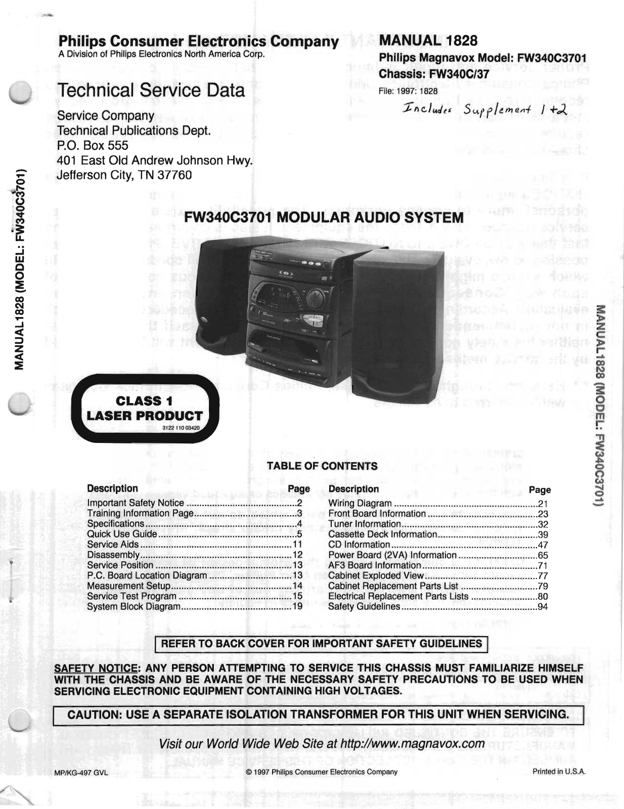 Philips FW340C3701 User Manual