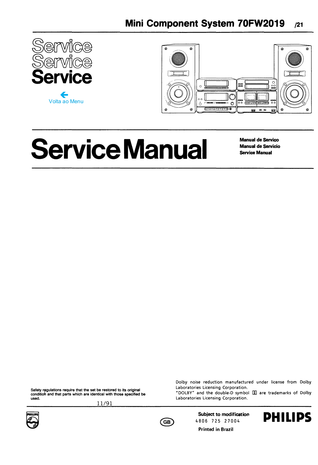 Philips FW2019 Service Manual