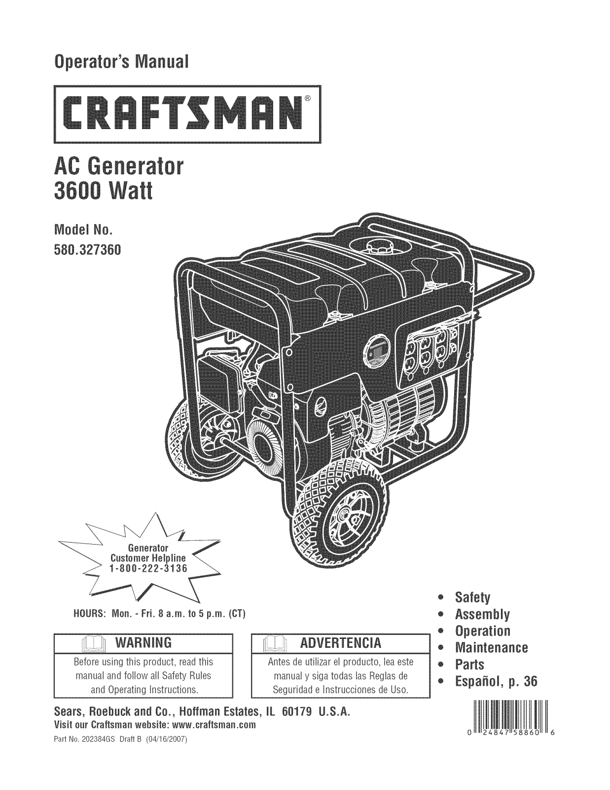 Craftsman 580.327360 User Manual