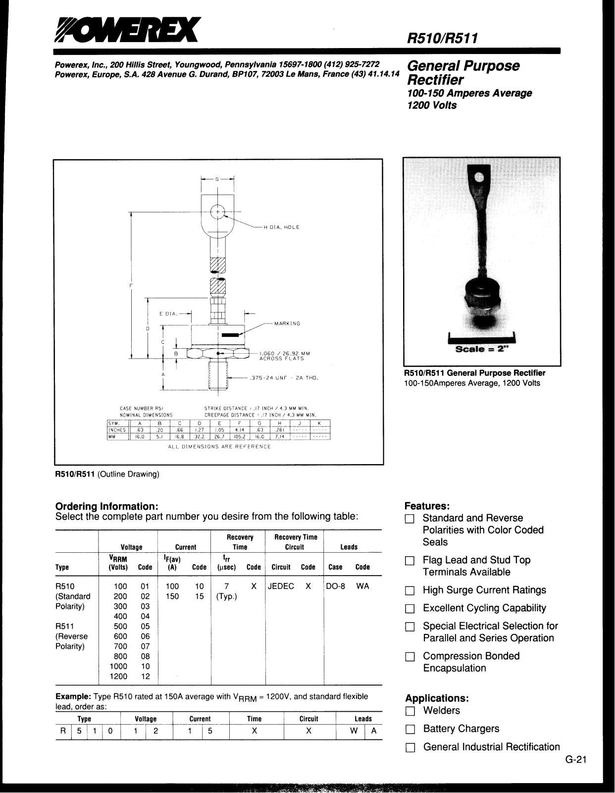 Powerex R511 Data Sheet