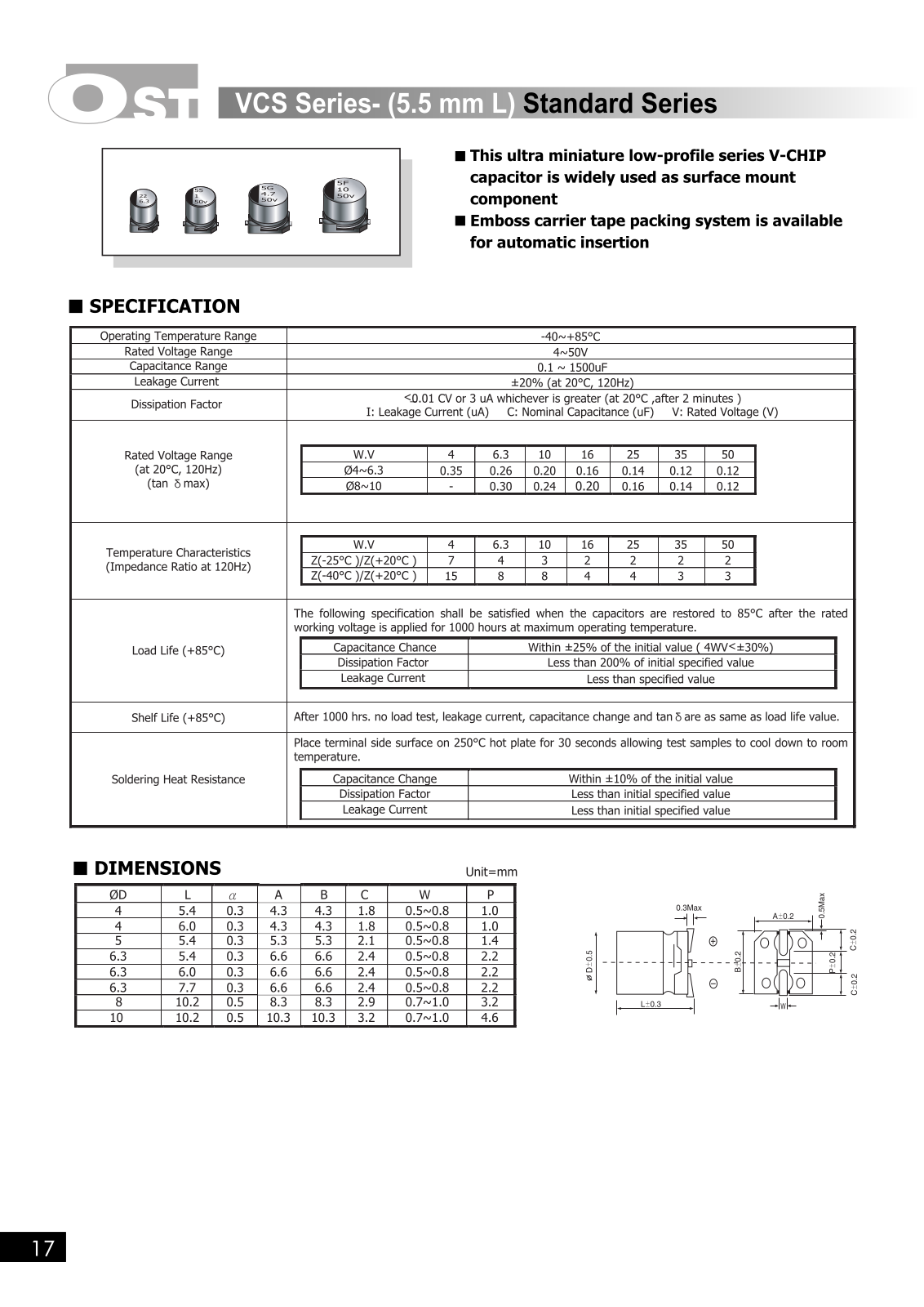 Datasheet OST [smd chip-type] VCS Datasheet - ManualMachine.com