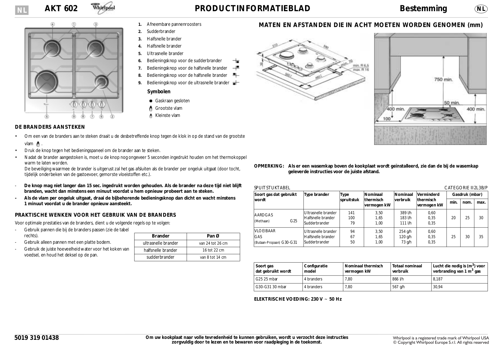 Whirlpool AKT 602/IX User Manual