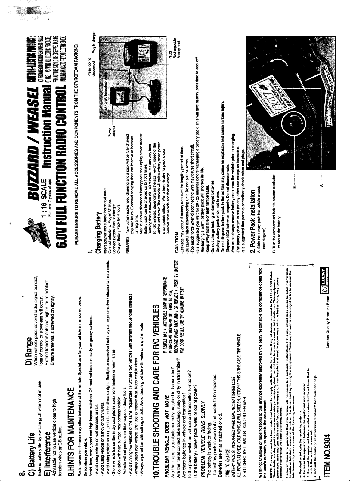 Zaptoys 9304 User Manual