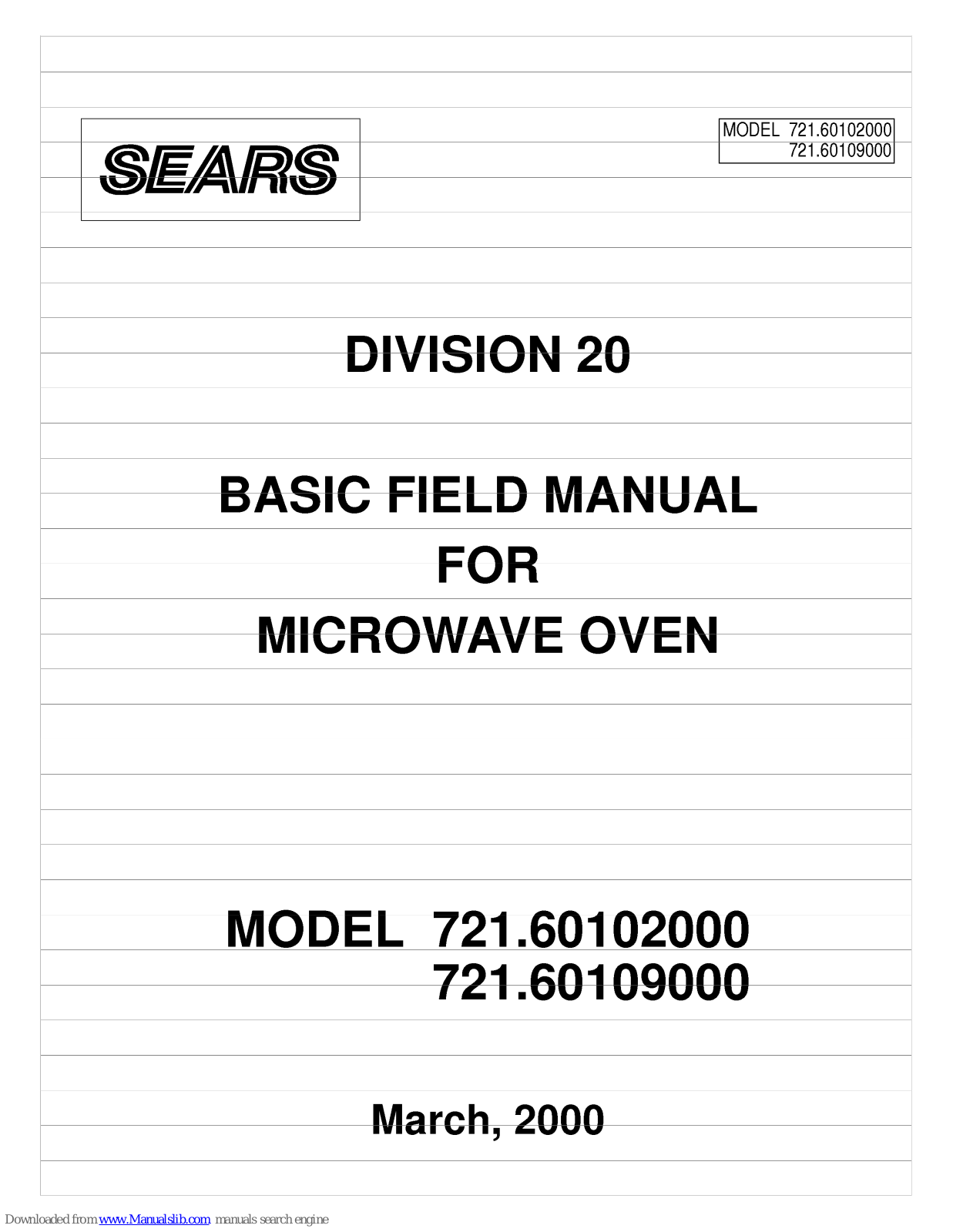 Sears 721.60102000,721.60109000 Basic Field Manual