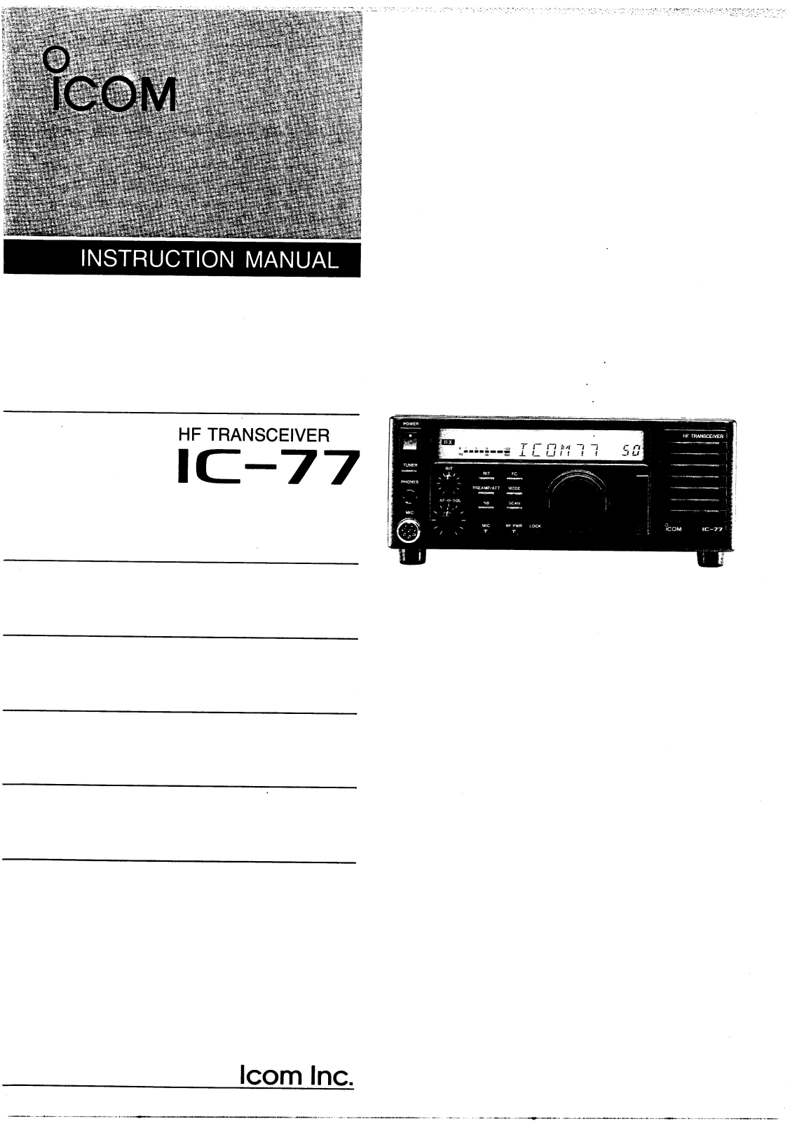 Icom IC-77 User Manual