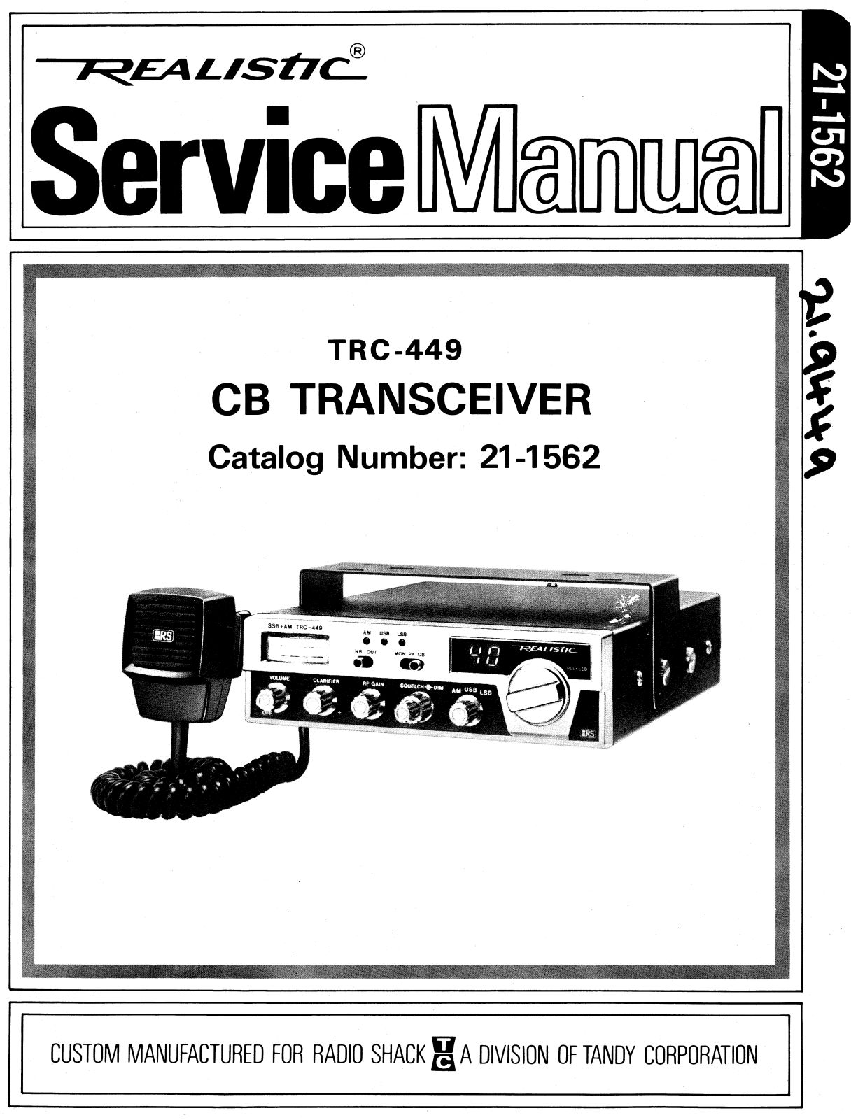 Realistic   RadioShack TRC-449 Service Manual