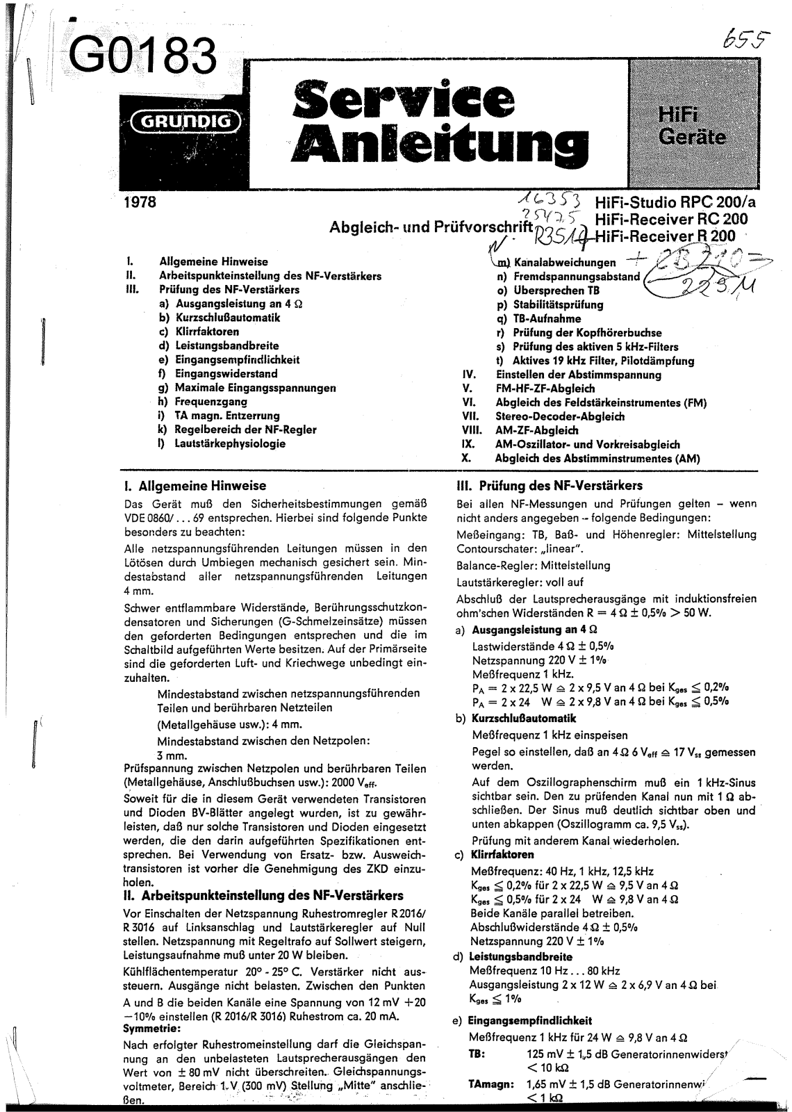 Grundig HIFI-RPC-200 Service Manual