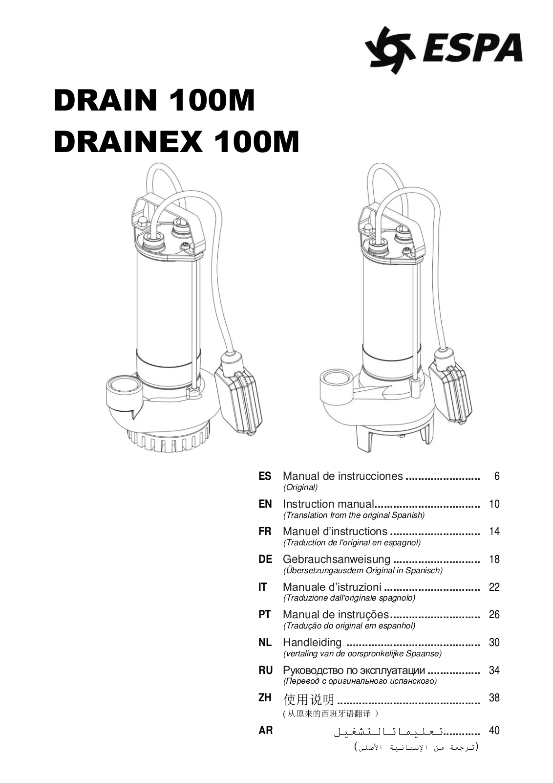 Espa Drainex 100, DRAIN 100M User guide - ManualMachine.com