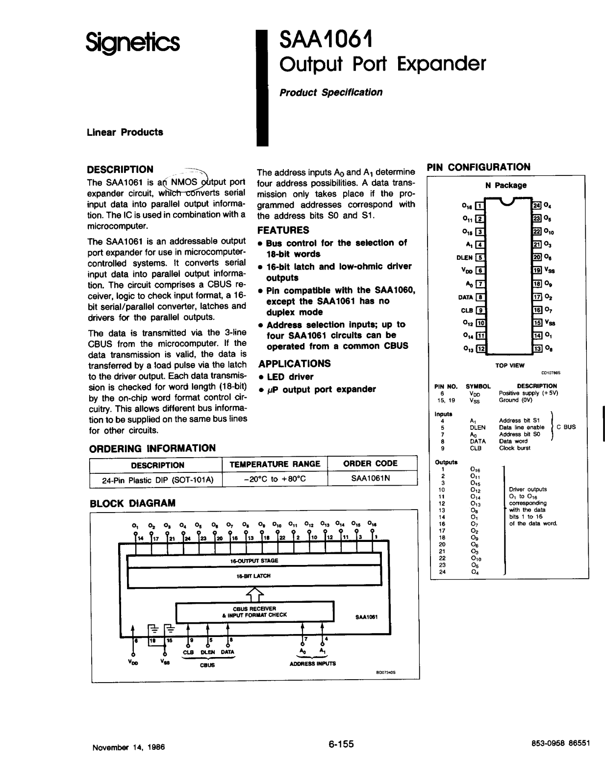 Datasheet SAA1061 Specification - ManualMachine.com