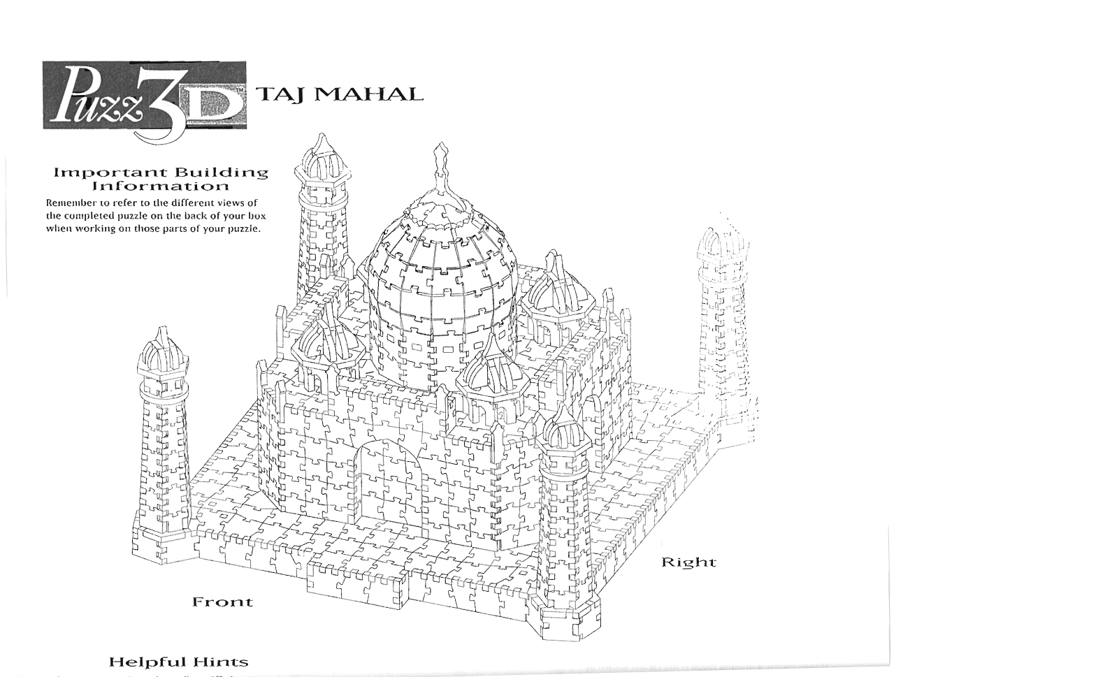 Hasbro PUZZ 3D TAJ MAHAL User Manual