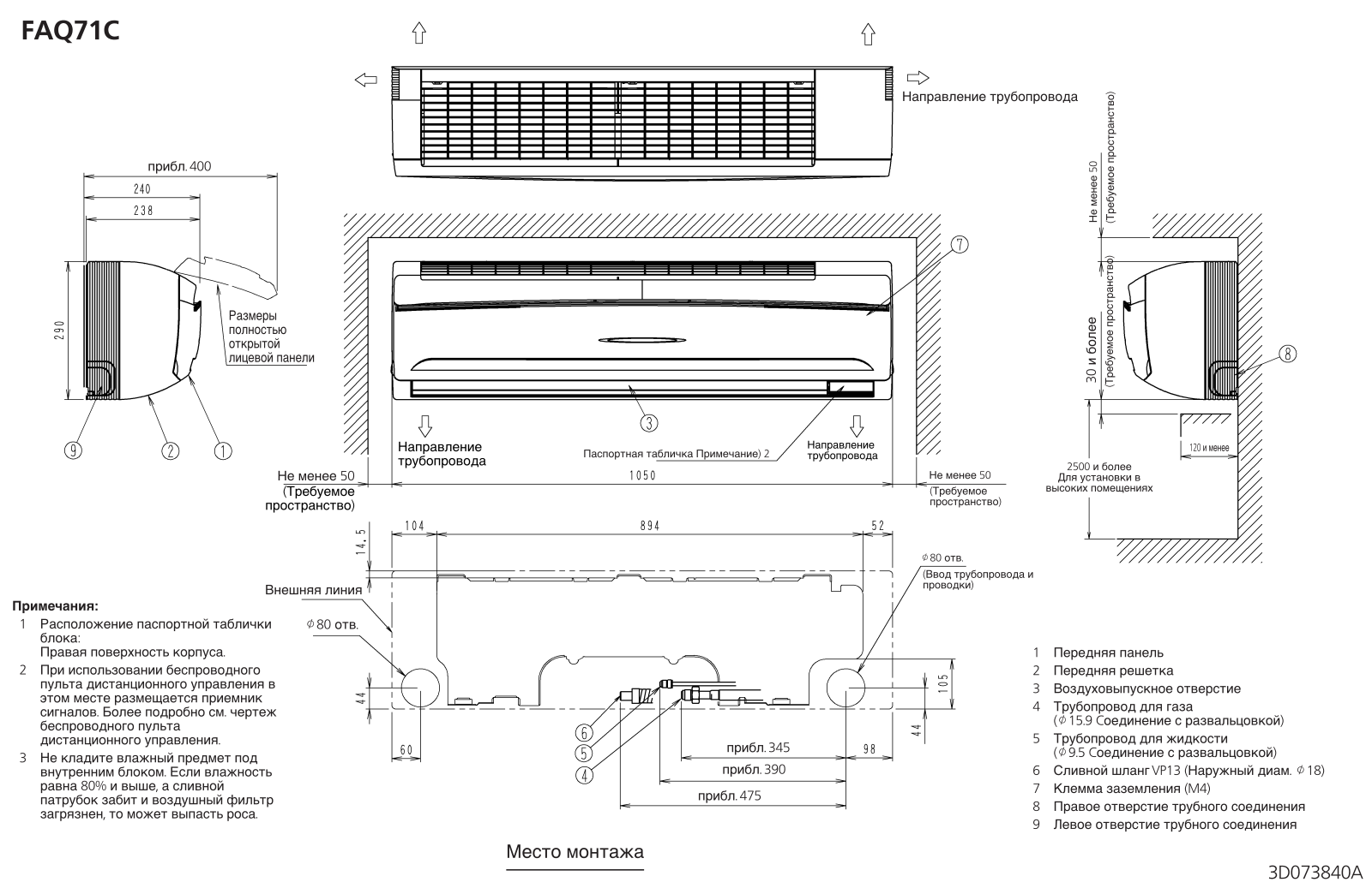 Daikin FAQ71C Drawing