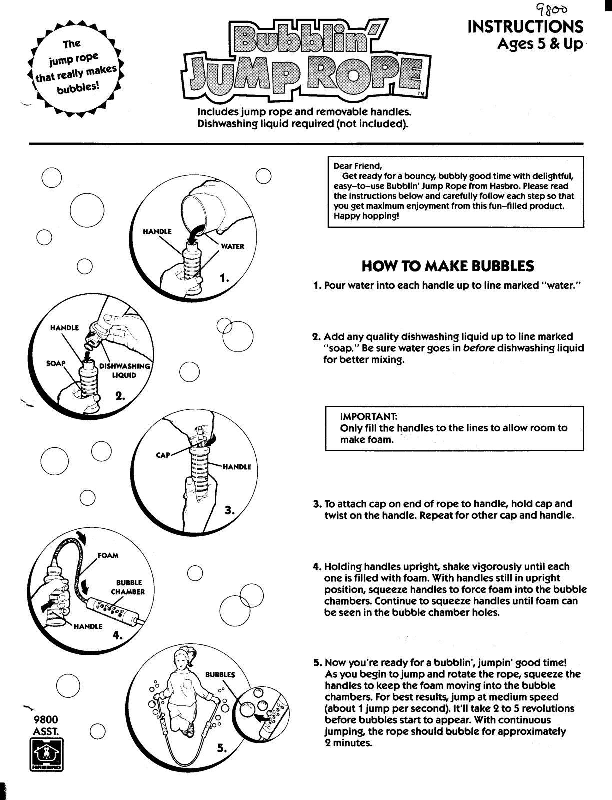 HASBRO Bubblin' Jump Rope User Manual