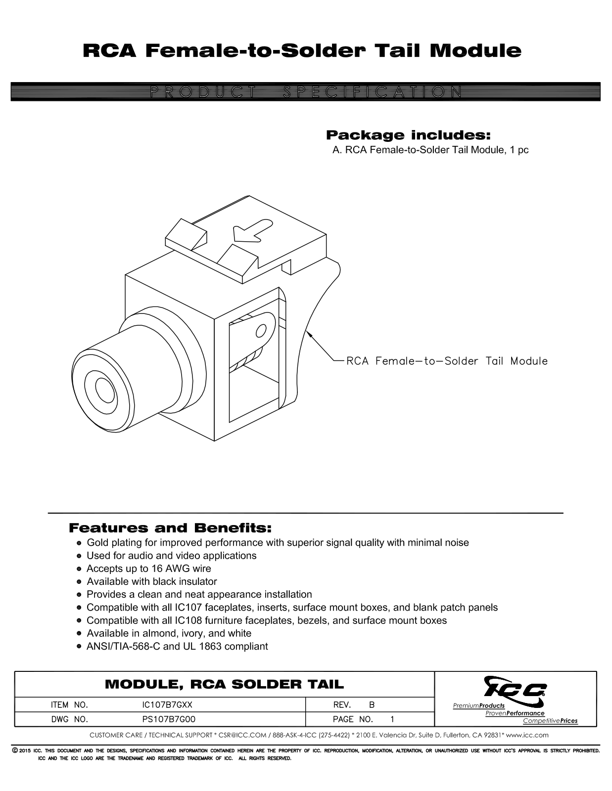 ICC IC107B7GIV Specsheet