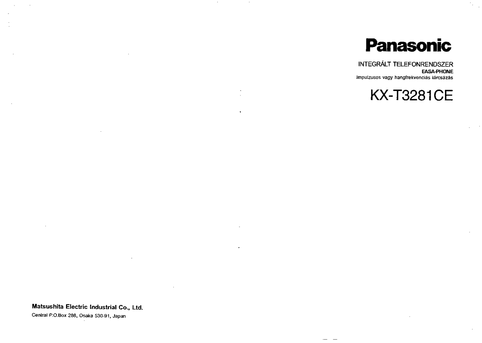 Panasonic KX-T3281CE IMPORTANT INFORMATION