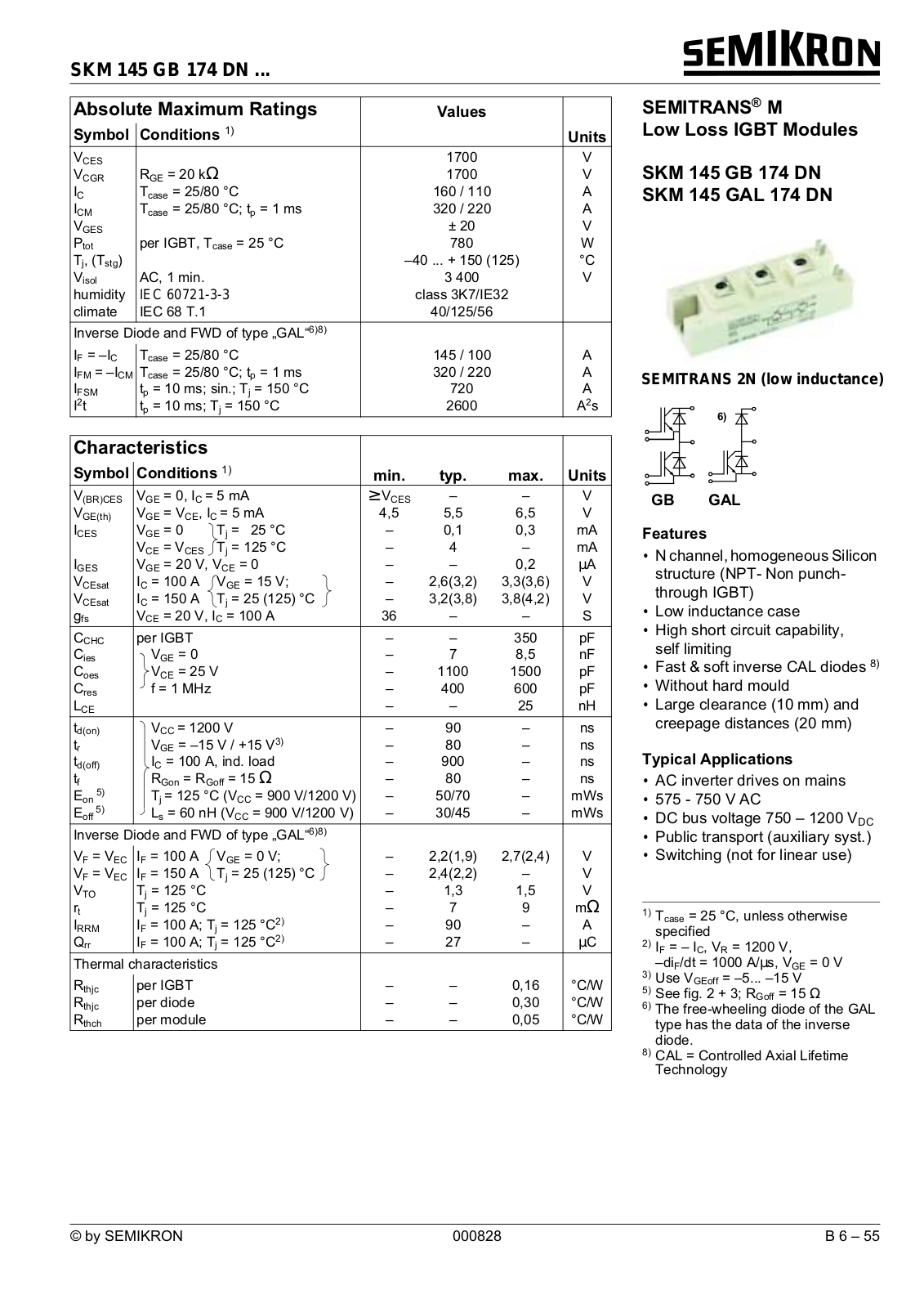 Semikron SKM145GAL174DN Data Sheet