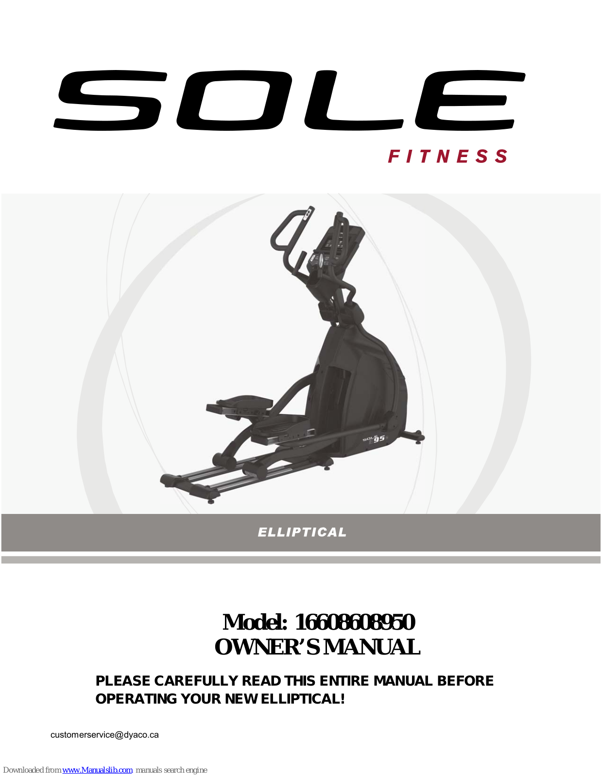 Sole Fitness 16608608950 Owner's Manual