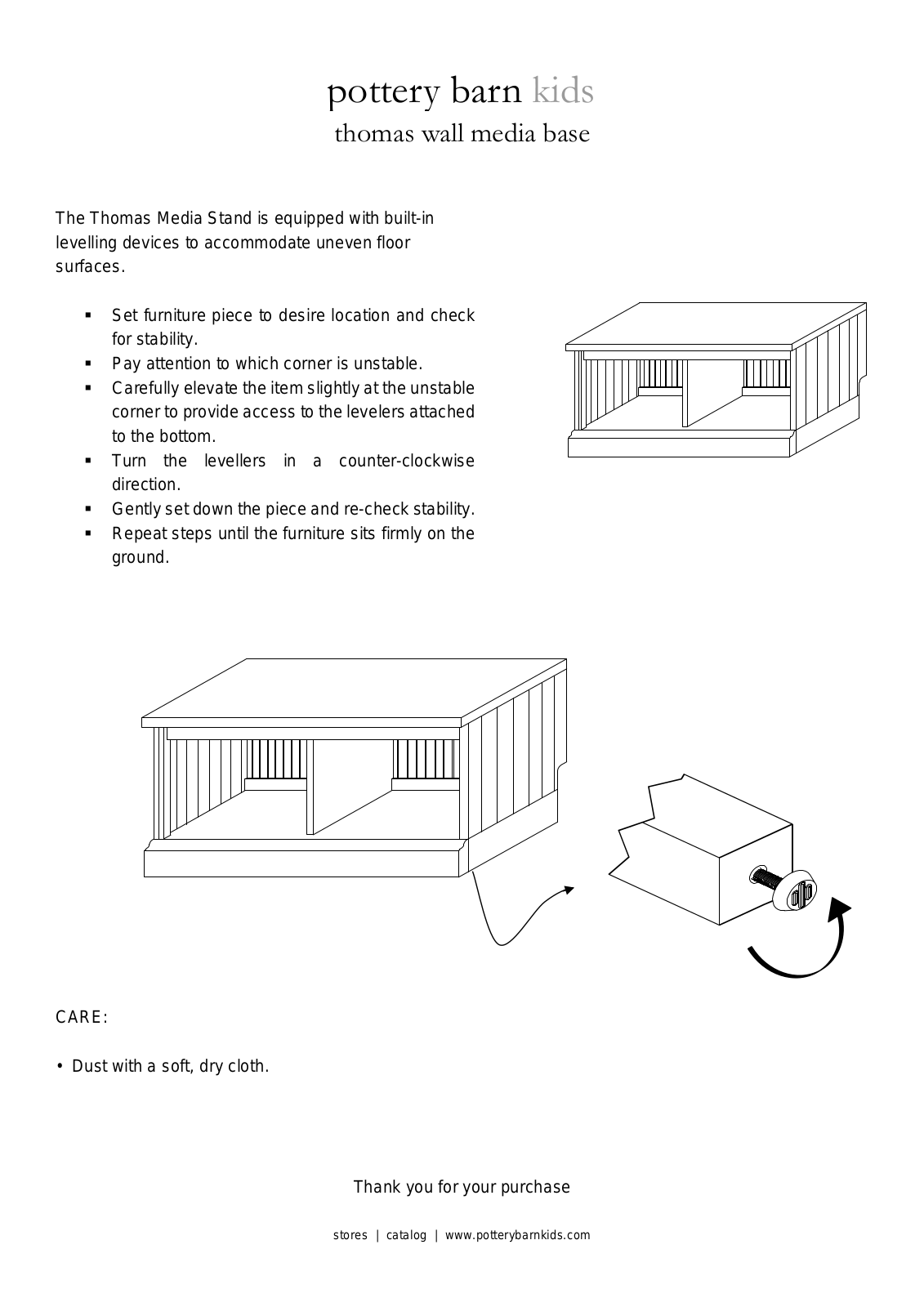 Pottery Barn Thomas Media Base Assembly Instruction