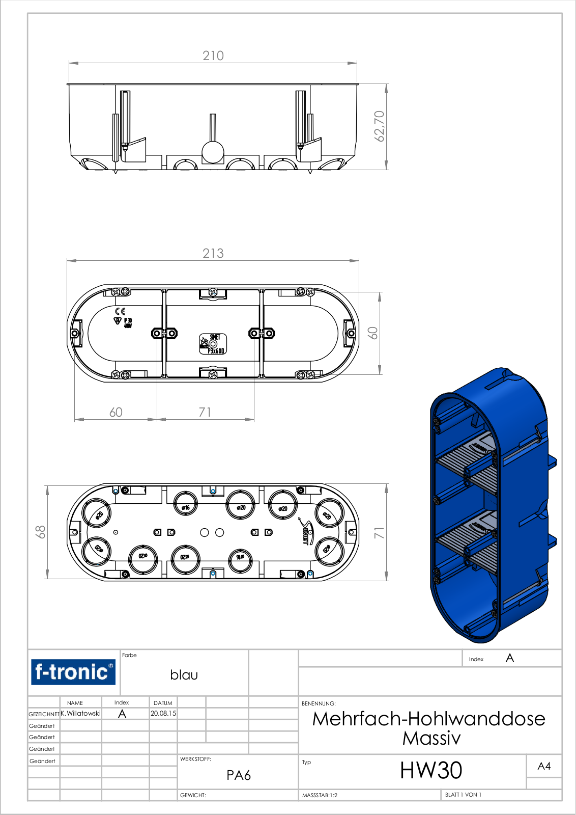 F-TRONIC EL HW GD3 Technical drawing - ManualMachine.com