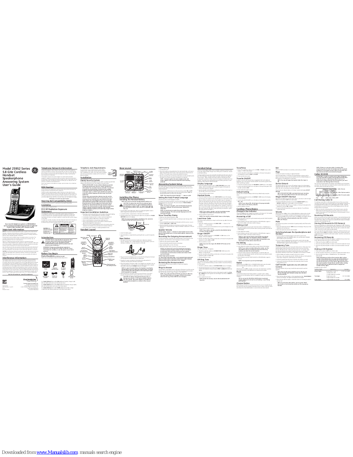 GE 25952XX2, 25952xx4, 25952xx3, 25952 Series User Manual