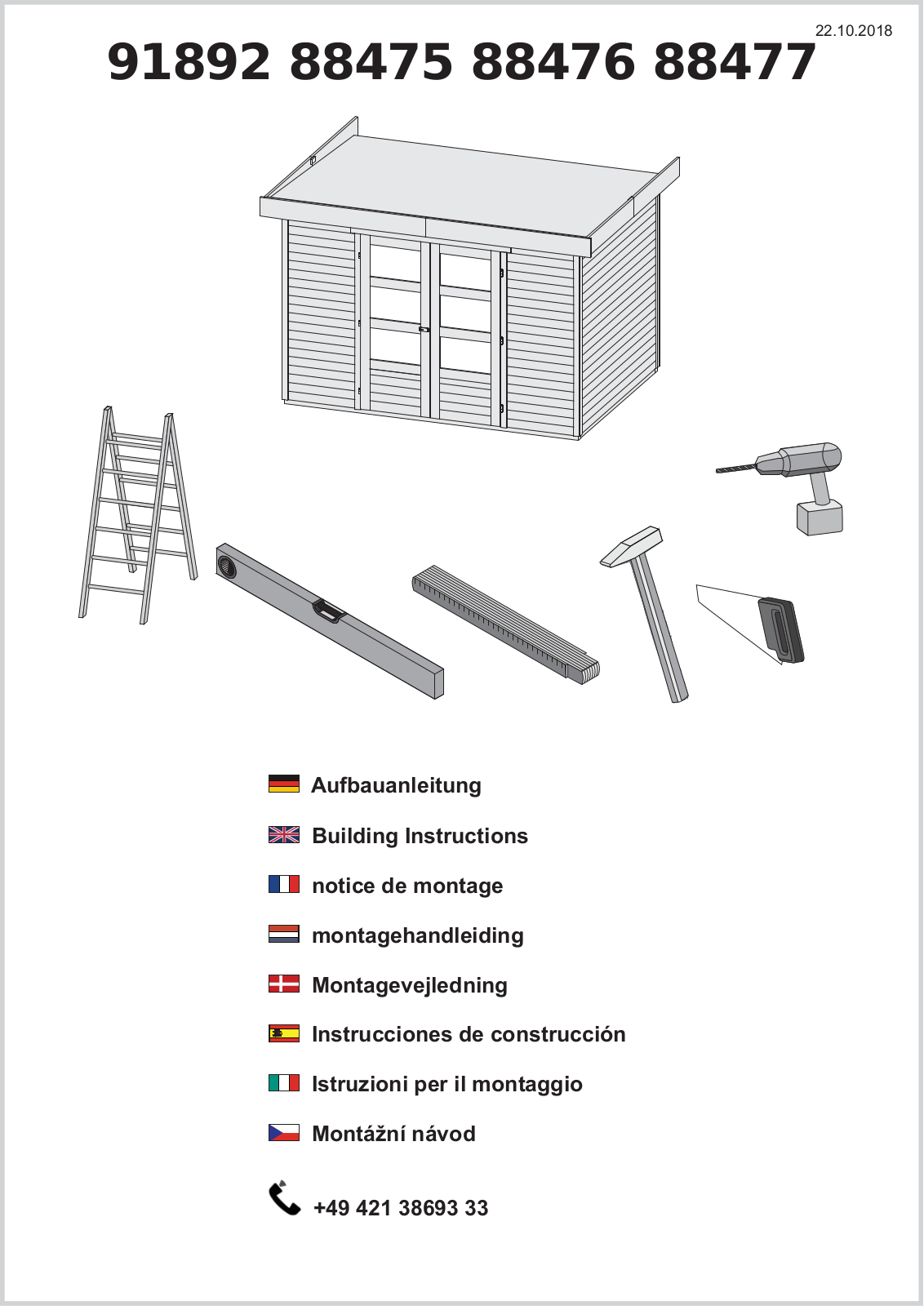 Karibu 91892, 88475, 88476, 88477 Assembly instructions