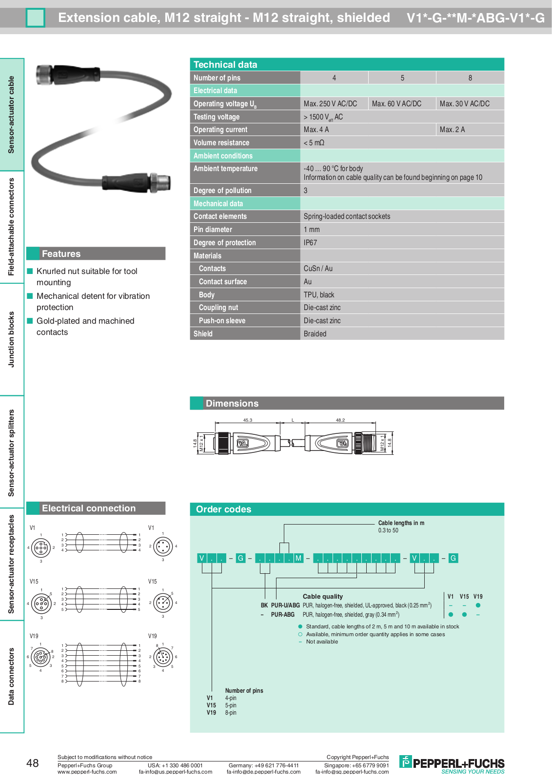 Pepperl Fuchs V1*-G-**M-*ABG-V1*-G Data Sheet