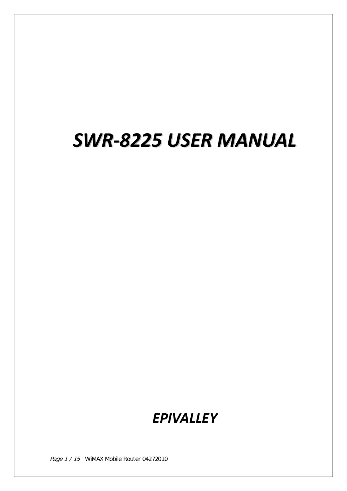 EpiCom SWR 8225 User Manual