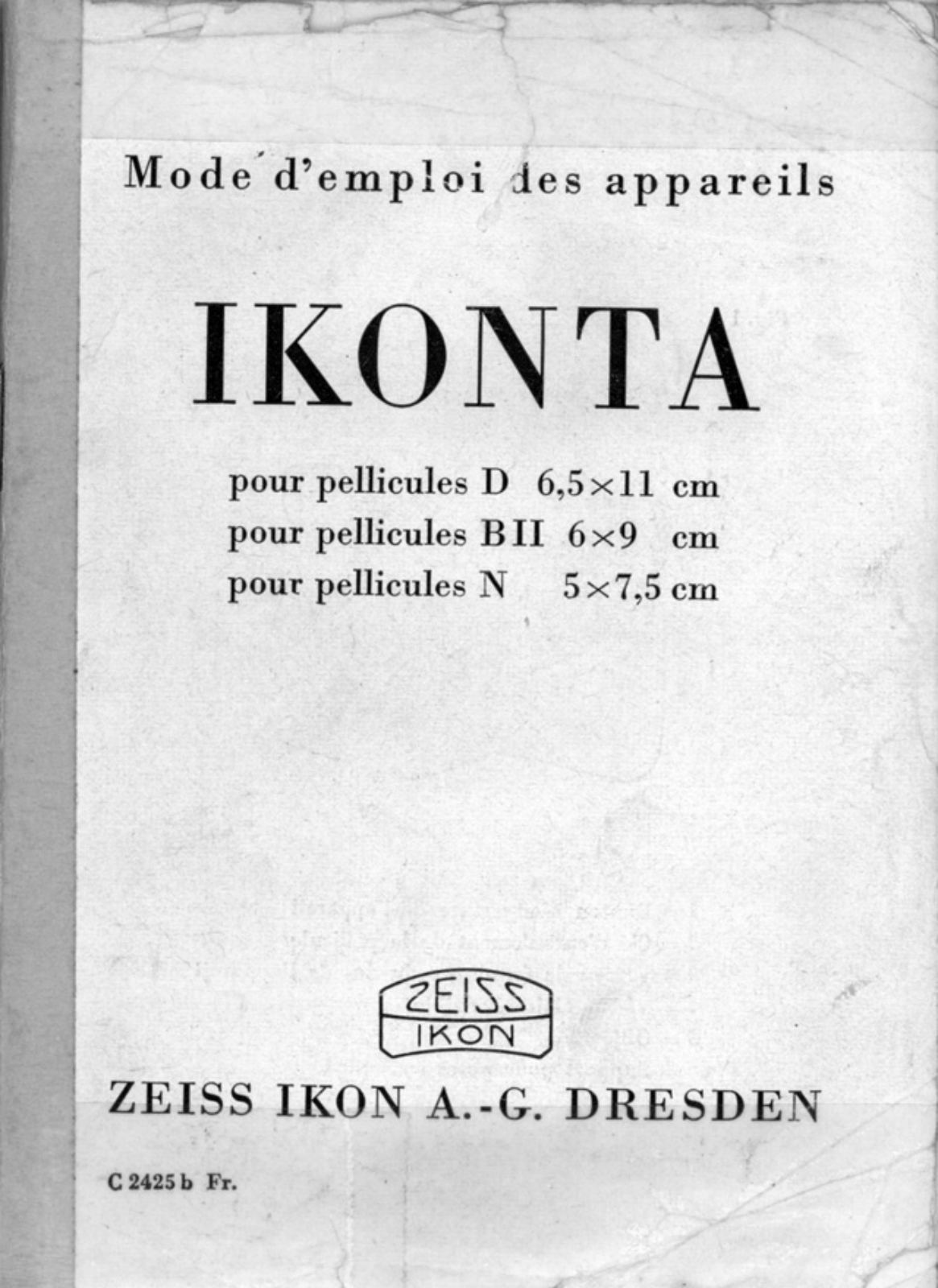 ZEISS IKON Ikonta Instruction Manual