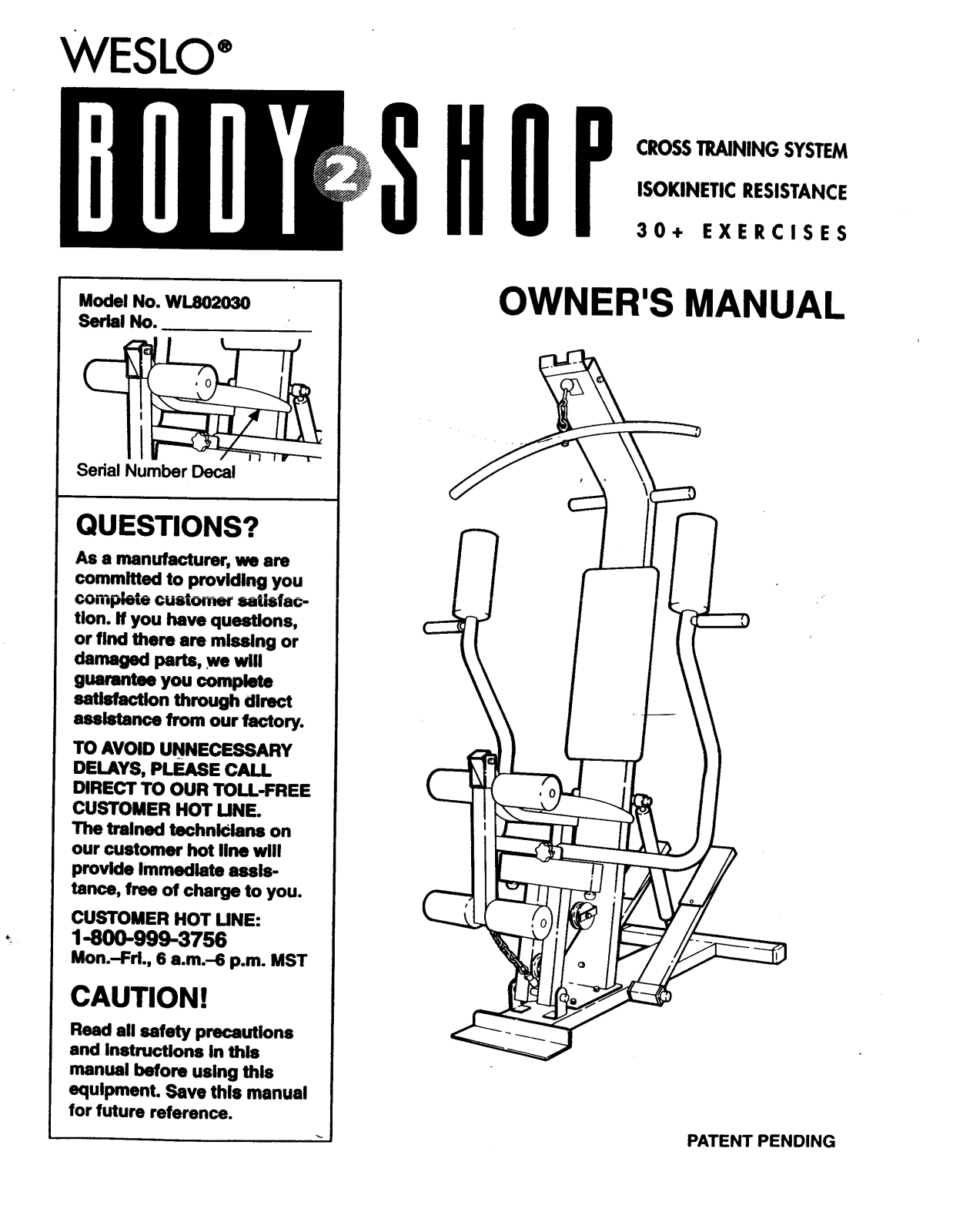 Weslo WL802030 Owner's Manual