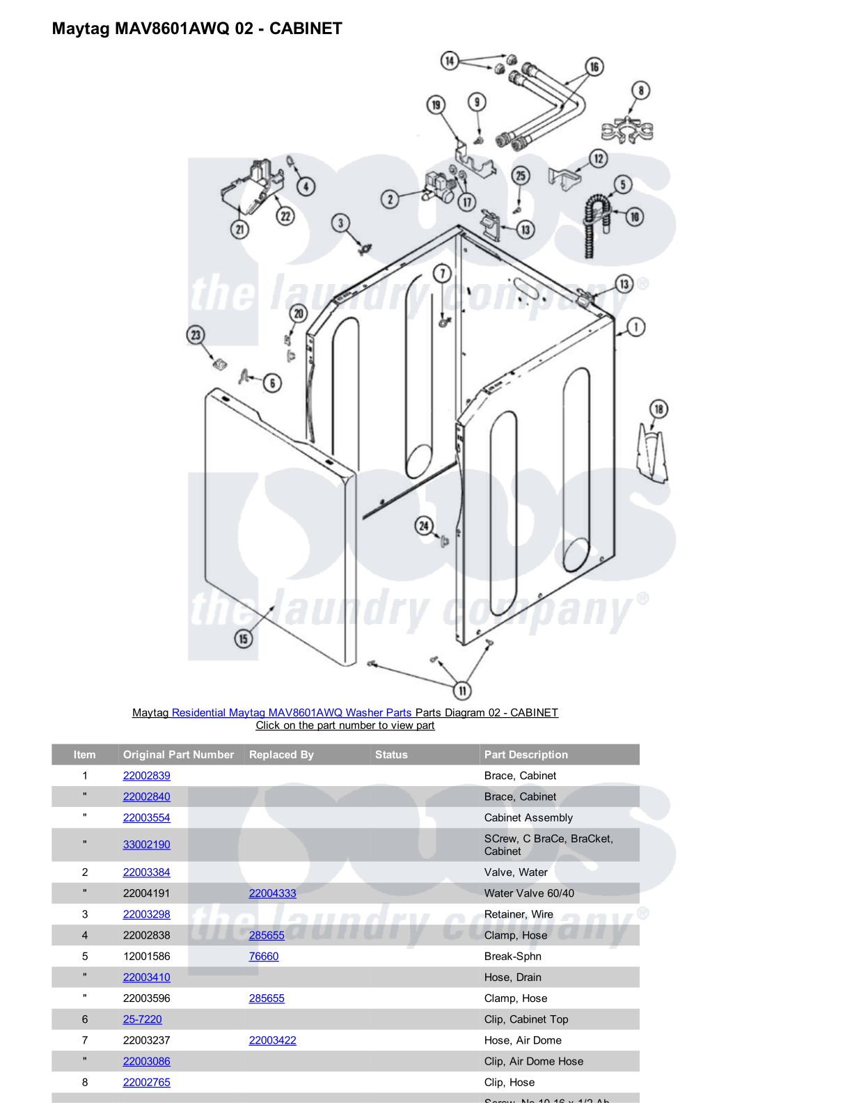 Maytag MAV8601AWQ Parts Diagram