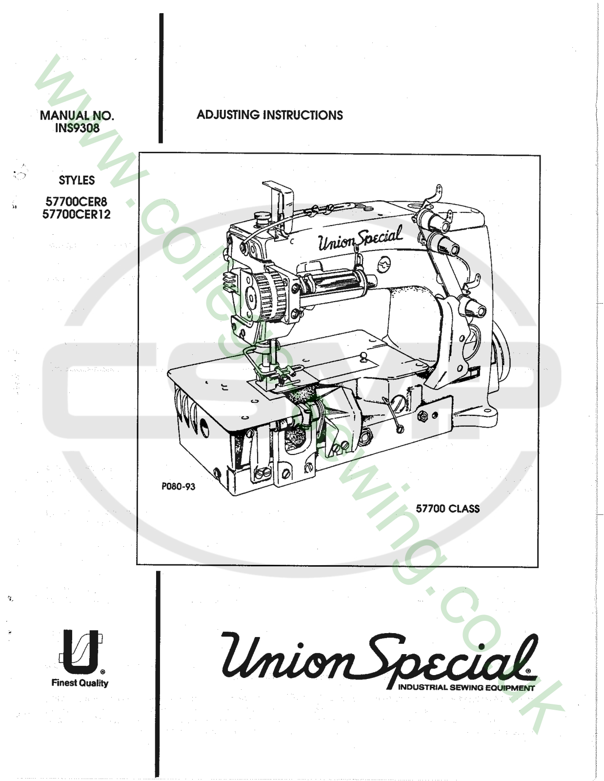 Union Special INS9308 Parts Book